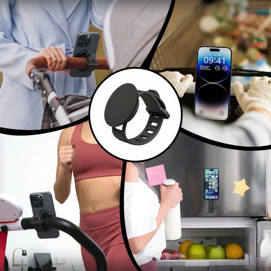 Stroller Phone Holder Universal Phone Holder for Stroller Strong magnetic phone holder with adjustable strap, stable and safe, compatible with fitness equipment, strollers, shopping carts, White - color: White