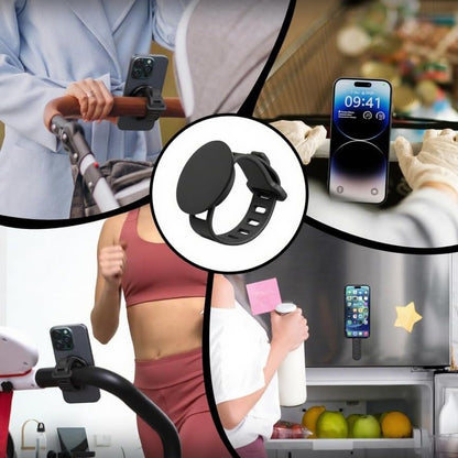 Stroller Phone Holder Universal Phone Holder for Stroller Strong magnetic phone holder with adjustable strap, stable and safe, compatible with fitness equipment, strollers, shopping carts, Black - color: Black