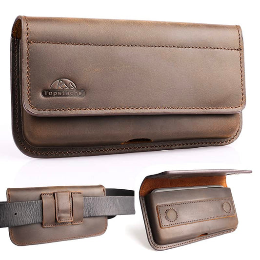 Topstache Leather Phone Holster for iPhone 17/16/15 Pro Max & Plus - Belt Clip Cell Phone Case for Galaxy S25/S24/S23 Ultra & Plus - Leather Belt Case - Fit Protective Case on, XL,Darkbrown - color: Darkbrown, size: X-Large