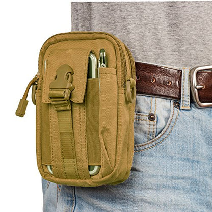 Tactical Molle Phone Pouch Compact Utility Belt Waist Bag with Shoulder Strap for iPhone 14 Plus/14 Pro Max/14 Pro/14/13 Pro Max/13/12 Pro - color: Khaki