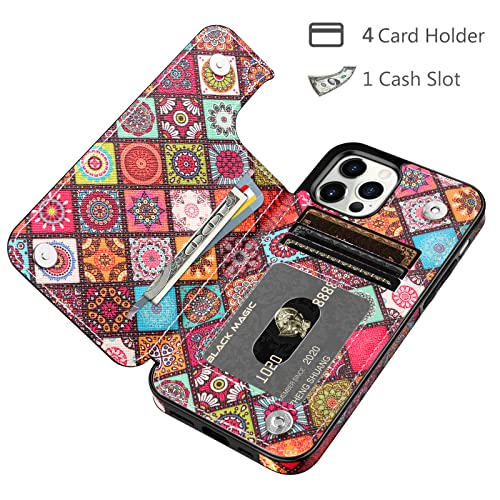 HianDier Wallet Case Compatible with iPhone 13 Pro MAX Case 5G 6.7-inch Slim Protective with Credit Card Slot Holder Flip Folio Soft PU Leather Magnetic Closure Cover, Colorful - color: Colorful