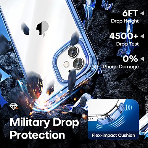 CANSHN Clear Shockproof for iPhone 12 Case/iPhone 12 Pro Case, Blue | Crystal Clear, Military-Grade Protection, Scratch Resistant, Anti-Slip, Slim Fit, Wireless Charging Compatible - color: Clear &Blue