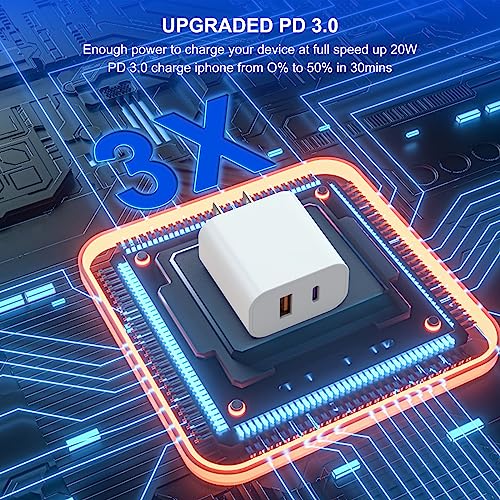 3 Pack i Phone 17 16 15 14 USB C Charger Block 20W Dual Port QC + PD 3.0 - size: 3 Pack