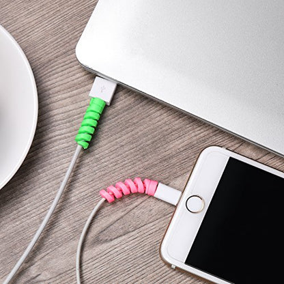 Jetec 12 Pieces Highly Flexible Silicone Micro USB Protector, Mouse Cable Protector, Suit for All Cell Phones, Computers and Chargers (Black, Pink, Blue, Green) - color: Black, Pink, Blue, Green