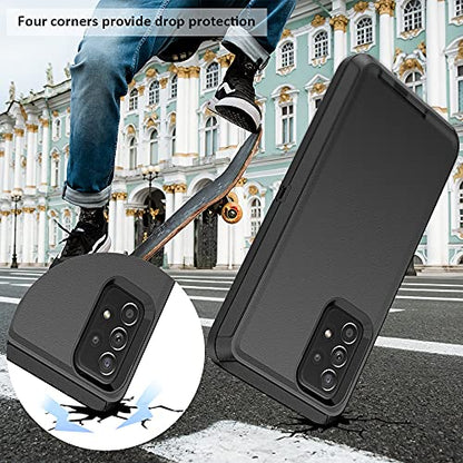TENCO Compatible with Samsung Galaxy A52 5G Case,with Screen Protectors,Heavy Duty Rugged Shockproof Full Body Protection Kickstand Case with Belt Clip Holster for Samsung Galaxy A52 5G(Black) - color: Black