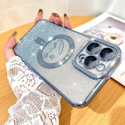 Fiyart Magnetic for iPhone 14 Pro Max Case Glitter Women Girls 6.7"-Blue - color: Blue, size: iPhone 14 Pro Max