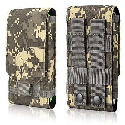 Tactical Molle Phone Holster Pouch, Universal Belt Waist Bag for iPhone 17 Pro Max/17 Pro/17/16 Pro Max/15 Pro Max/14 Pro Max/13/12, Samsung S25 Ultra/S24/S23, Size L - color: Gray Camo(1 Pack)