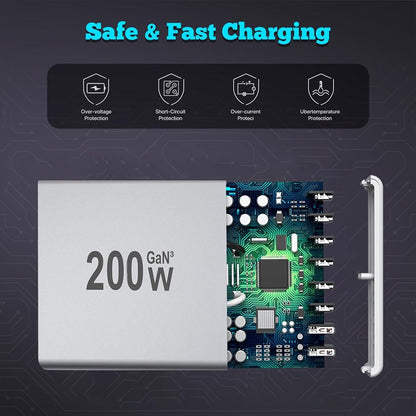 USB C Charger Block,200W 6 Port Type C Charging Station Hub Block Cube