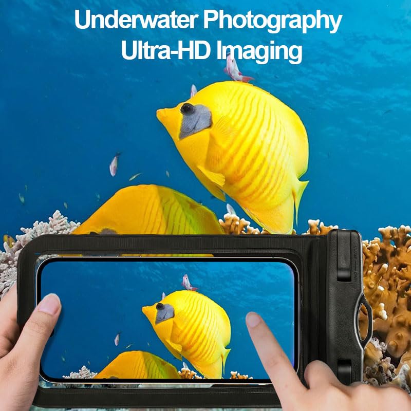 Floating Waterproof Phone Pouch Up to 7.2", Snorkeling Dry Bag with Lanyard, Protector Case for iPhone16 15 14 13 12 11 Pro Max Plus XR, Underwater Sensitivity Touch and Clarity Photography, Black - color: Black