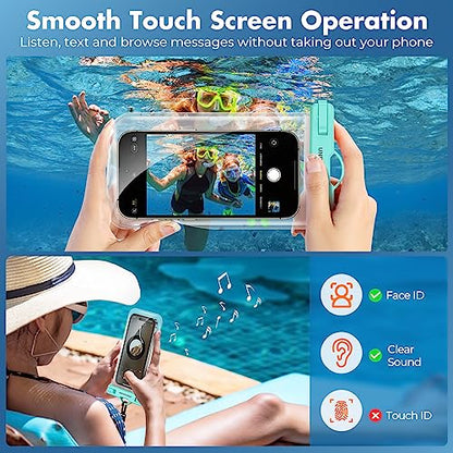UNBREAKcable Waterproof Phone Pouch-2 Pack IPX8 Waterproof Phone Case for iPhone 16 15 14 13 12 11 Pro Max & Samsung S25 S24-Dry Bag & Travel Essentials for Beach, Pool, Kayak & Cruise-7" Blue+Green - color: Blue + Green