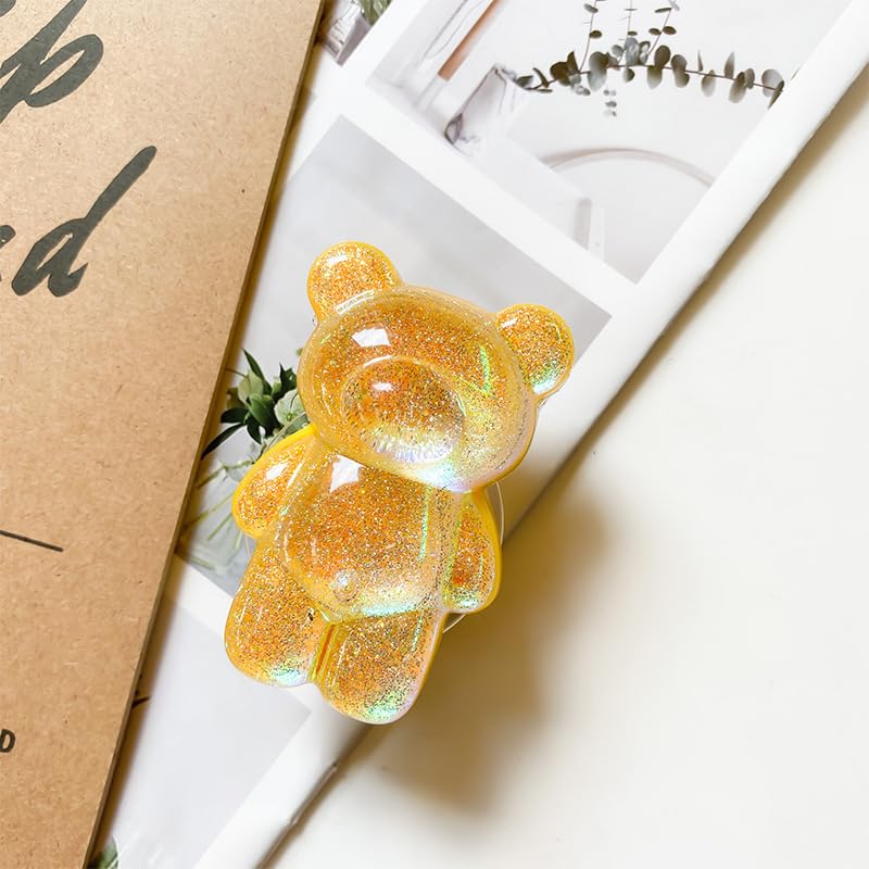 3D Gummy Bear Phone Grip Stand Cute Gummy Bear Style Expandable Collapsible Mobile Phone Grip Stand Holder Comfortable to Hold Phone Grips for Smartphone & Tablet Cell Phone (Yellow) - color: Yellow