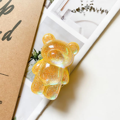 3D Gummy Bear Phone Grip Stand Cute Gummy Bear Style Expandable Collapsible Mobile Phone Grip Stand Holder Comfortable to Hold Phone Grips for Smartphone & Tablet Cell Phone (Yellow) - color: Yellow