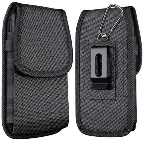 PiTau Holster for Samsung Galaxy S26 S25 S24 S23 S22 S21 S20 S10 S9 S8 A10e A01 Note 10 Cell Phone Belt Holder Case with Belt Clip Loop Nylon Carrying Pouch Cover (Fits Protective Case on) Black