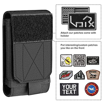 Urvoix MOLLE Cell Phone Pouch, Tactical Belt Phone Holster with Patches | Heavy Duty Case Fits MOLLE Backpacks, Vests & Gear for Outdoor EDC, Nylon Phone Bag for iPhone 17 16 15 14 13 12 Pro Max - color: w/ Patch