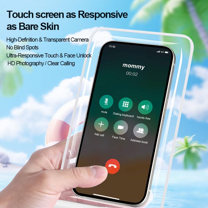 Waterproof Phone Pouch, Lightweigt Cellphone Case with Lanyard, Float Dry Bag Protector Case for iPhone16 15 14 13 12 11 Pro Max Plus XR, Fit up to 7.2" Devices, Underwater Sensitivity Touch, White - color: White