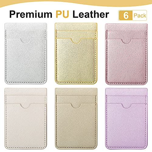 6 Pcs 6 Pcs Stick on Phone Card Holder Wallet, Solid, Charming Color - color: Charming Color