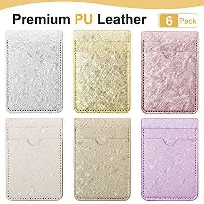 6 Pcs 6 Pcs Stick on Phone Card Holder Wallet, Solid, Charming Color - color: Charming Color