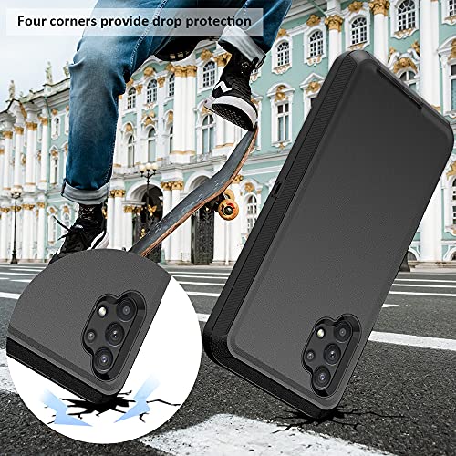 TENCO Compatible with Samsung Galaxy A32 5G Case,with Screen Protectors,Heavy Duty Rugged Shockproof Full Body Protection Kickstand Case Belt Clip Holster for 5G(Black), SM-A326B, SM-A326BDS - color: Black