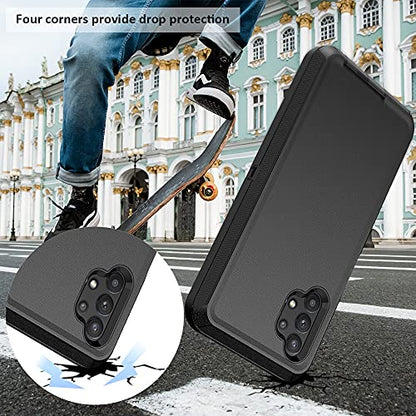 TENCO Compatible with Samsung Galaxy A32 5G Case,with Screen Protectors,Heavy Duty Rugged Shockproof Full Body Protection Kickstand Case Belt Clip Holster for 5G(Black), SM-A326B, SM-A326BDS - color: Black
