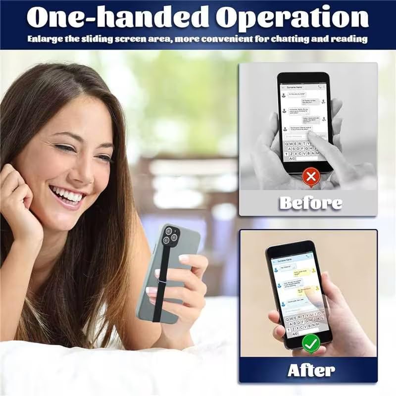 TEAMOLA Silicone Phone Grip Strap, Anti-Slip Phone Hand Holder Black 210 - color: 210, 3 Black