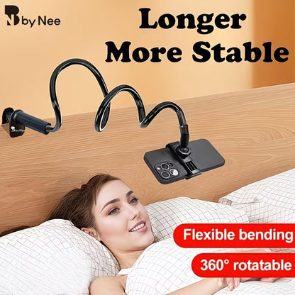 360° Rotating Tablet Phone Holder Spiral Base Lazy Mobile Phone Tablet Bedside Stand Bed Lazy Stand,2.6Ft（Black）