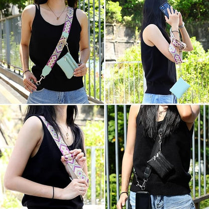 Phone Strap With Zippered Pouch, Universal Lanyard Crossbody Wrist Strap With Wallet, Adjustable - color: Pink A2