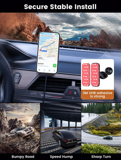 for Magsafe Car Mount Charger 15W LED RGB Car Phone Holder for Dash Vent - color: Pink