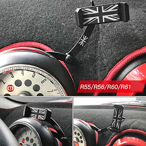 Union Jack Gray/Black Rotatable Foldable Union Jack Smart Phone Holder Clip Fold Mount Bracket for Mini Cooper 2nd Gen (R55 R56 R60 R61 Only)