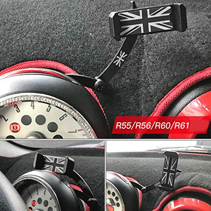 Union Jack Gray/Black Rotatable Foldable Union Jack Smart Phone Holder Clip Fold Mount Bracket for Mini Cooper 2nd Gen (R55 R56 R60 R61 Only)
