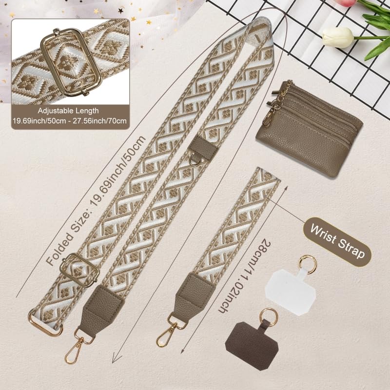 Cell Phone Lanyard with Wallet - Anti-Theft Crossbody Adjustable Phone Strap for Most Smartphones, for Men & Women - color: Coffee
