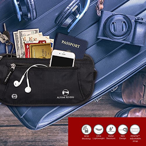 Alpine Rivers Money Belt for Travel - RFID Hidden Wallet, Onyx Black - color: Onyx Black