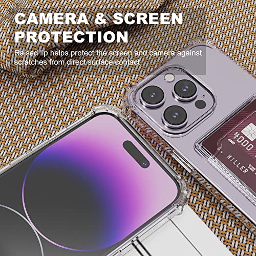 for iPhone 14 Pro Crystal Clear Card Case, [Slim & Protection][Up to 2 Cards] Anti-Yellowing Flexible TPU Wallet Case with Card Holder for iPhone 14 Pro 6.1" 2022 - size: iPhone 14 Pro