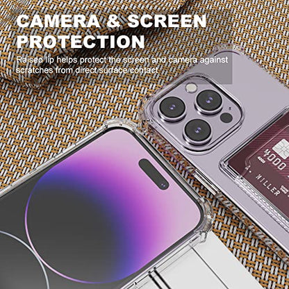 for iPhone 14 Pro Crystal Clear Card Case, [Slim & Protection][Up to 2 Cards] Anti-Yellowing Flexible TPU Wallet Case with Card Holder for iPhone 14 Pro 6.1" 2022 - size: iPhone 14 Pro