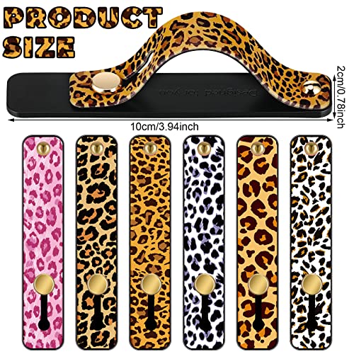 Weewooday 6 Pieces Phone Grip Holder Cell Phone Grip Strap Telescopic Finger Strap Stand Universal Finger Kickstand for Most Smartphones(Leopard Print)