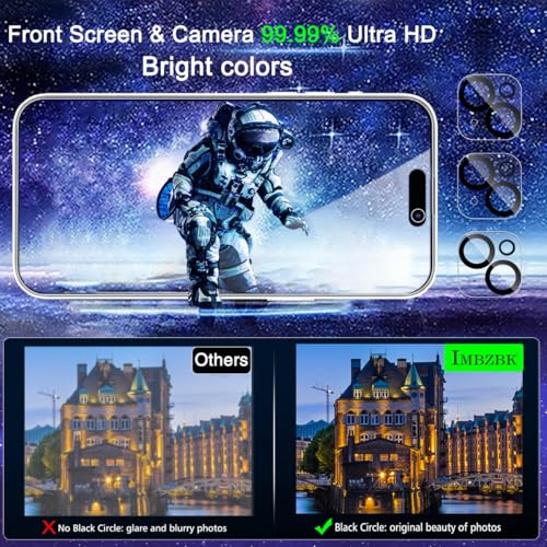 IMBZBK 3 Pack Privacy Screen Protector for iPhone 15,Tempered Glass - color: 15-Black