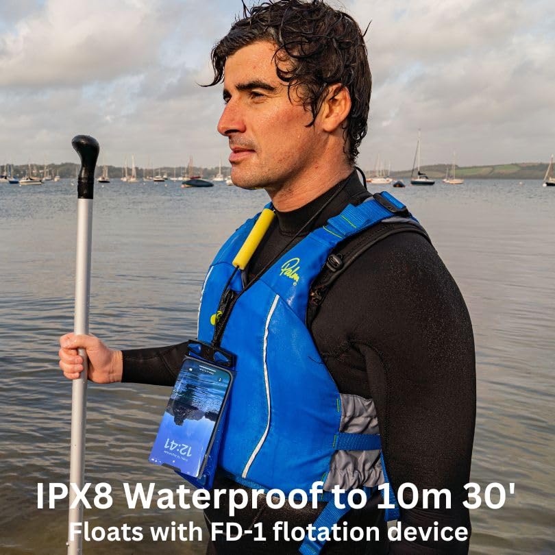 Aquapac Waterproof Phone Case, Medium, Black | iPhone and Android, Made in The UK, Hiking, Mountain Biking, Running Accessory, Floating, IPX8 certified to 30 ft deep. - color: Black, size: Medium