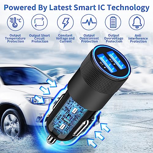 Apple MFi Certified iPhone Car Charger Fast Charging 4.8A Car Phone Charger - color: Ebony Black