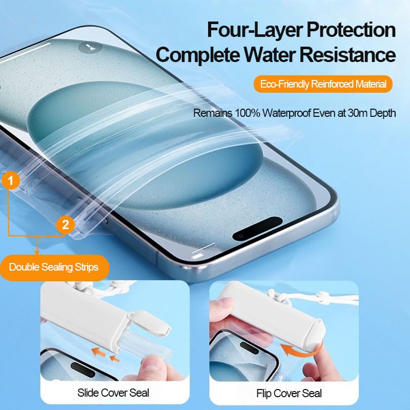 Waterproof Phone Pouch, Lightweigt Cellphone Case with Lanyard, Float Dry Bag Protector Case for iPhone16 15 14 13 12 11 Pro Max Plus XR, Fit up to 7.2" Devices, Underwater Sensitivity Touch, Black - color: Black