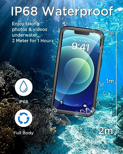 Beeasy for iPhone 12 Waterproof Case Compatible with Magsafe IP68 Underwater Military Grade, Phone Case with Shockproof, Dustproof, Rugged 360 Full Body Protection Cover with Built-in Screen Protector - size: iPhone 12 (6.1")