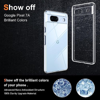 Silicone Clear for Google Pixel 7A Case, Ultra Thin with Comfort Grip | Soft Slim-Fit TPU Pixel 7A Phone Cover,Non-Slip,Shockproof Protection,Scrath-Resistant - size: Pixel 7a case