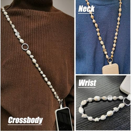 Phone Crossbody Strap, 2in1 Wrist Charm&Shoulder Lanyard,3Ways Usage free to Assembly and Disassembly Phone Strap with Tether Patches for Most Phones Bag Purse (L) - color: N