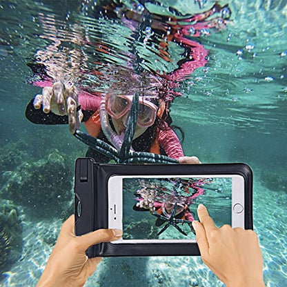 Upgraded Universal Waterproof Case, 2 Pack Waterproof Phone Pouch Dry Bag Compatible Within 6.5 inch Phone (Black & Blue) - color: Black&Blue