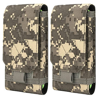 Tactical Molle Phone Holster Pouch, Universal Belt Waist Bag for iPhone 17 Pro Max/17 Pro/17/16 Pro Max/15 Pro Max/14 Pro Max/13/12, Samsung S25 Ultra/S24/S23, Size L - color: Gray Camo(2 Pack)