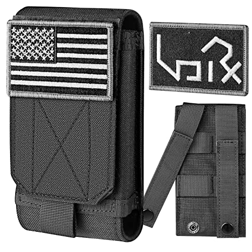 Urvoix MOLLE Cell Phone Pouch, Tactical Belt Phone Holster with Patches | Heavy Duty Case Fits MOLLE Backpacks, Vests & Gear for Outdoor EDC, Nylon Phone Bag for iPhone 17 16 15 14 13 12 Pro Max - color: w/ Patch