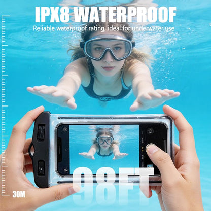 Waterproof Phone Pouch 2 Pack Universal IPX8 Waterproof Cell Phone Dry Bags for iPhone 17/16/15/14/13 Pro Max Beach Pool Kayak Cruise - color: 2Black