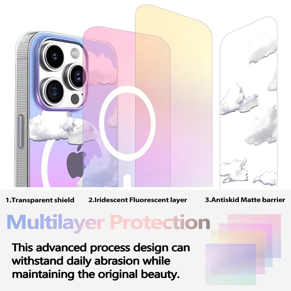 I-MGAE-IN-AR Compact Case for iPhone 12 Pro Max Iridescent Cloud Design,[Compatible with Magsafe] Cute Soft Slim Shockproof Protective Phone Cases Women Girls Aesthetic Glitter - color: [Strong Magnet] Iridescent cloud, size: iPhone 12 Pro Max
