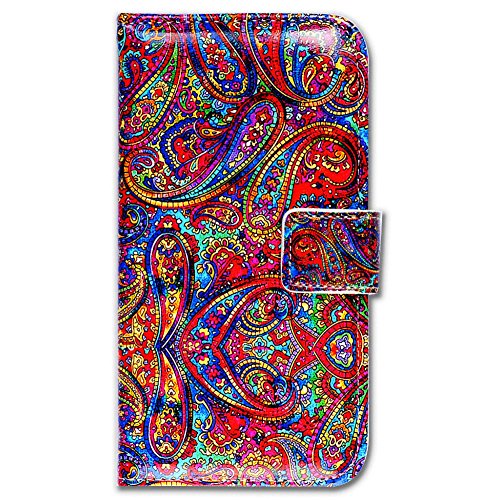Bcov Case for iPhone 14 Pro, Bright Paisley Pattern Leather Flip Phone Case Wallet Cover with Card Slot Holder Kickstand for iPhone 14 Pro - color: Bright Paisley Pattern