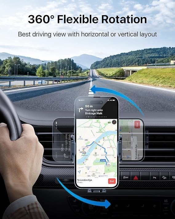 andobil 2026 Upgraded Car Phone Holder Mount, Military-Grade Phone Holders for Your Car Vent Stable Metal Clip Universal 360° Cell Phone Car Mount for iPhone 18 Pro Max 17/16/15/14/13/ Samsung, Purple - color: Purple
