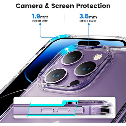 5 in 1 Clear Case for iPhone 14 Plus 6.7", with 2-Pack Screen Protector and Camera Lens Protector, Non-Yellowing Shockproof Bumper Phone Cover, Full Coverage Tempered Glass Film - size: FOR iPhone 14 Plus