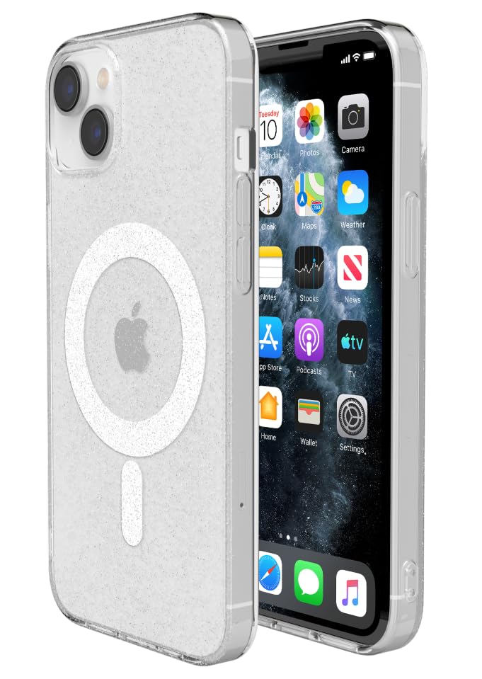 Casely iPhone 14 Plus Case | Clear Skies | Clear Shimmer | Compatible with MagSafe | Classic Ultra Slim Design - color: Clear Skies | Clear Shimmer
